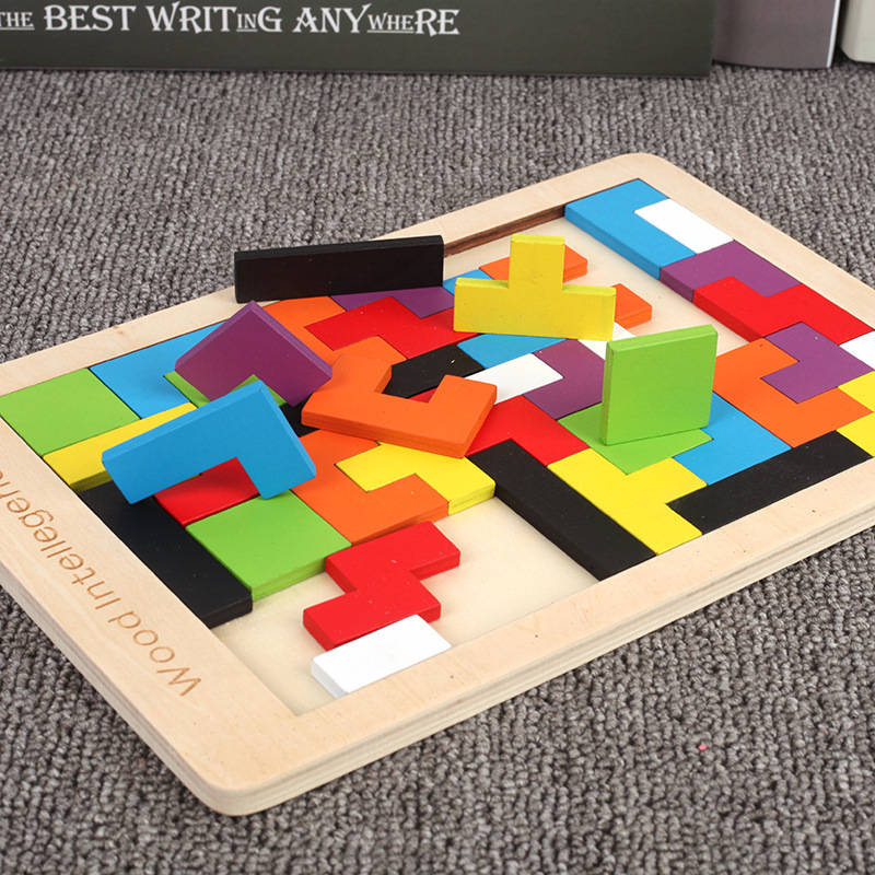 Drewniane Puzzle D Montessori Uk Adanka Tetris Dziecko Zabawki