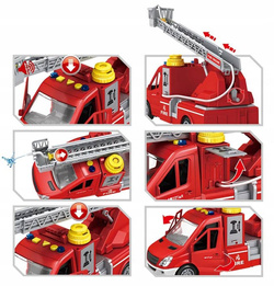 DUZA AUTO STRAZ POZARNA Z DRABINA I DZWIEKAMI ZABAWKA DLA DZIECI PSIKA WODA