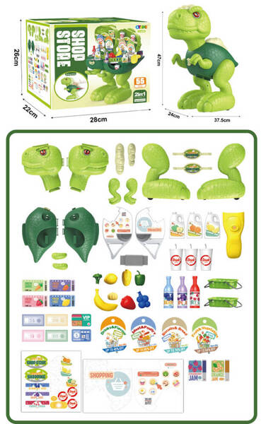 DINOZAUR SKLEP dla dzieci akcesoria spożywcze DUŻA FIGURKA DINO ZABAWA W 
