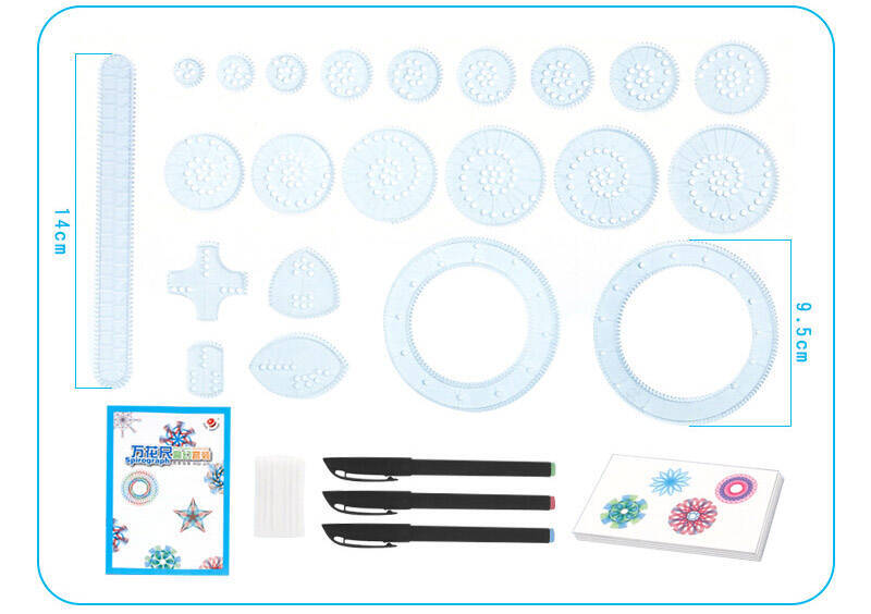 SPIROGRAF KREATYWNY ZESTAW DO RYSOWANIA WZORÓW XXL SZABLONY PISAKI KARTKI
