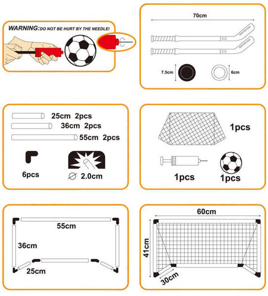 ZESTAW DO GRY w UNIHOKEJA i BRAMKA PIŁKARSKA DLA DZIECI  KIJE KRĄŻEK PIŁKA
