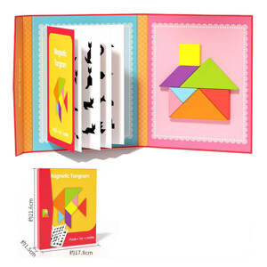 TANGRAM DREWNIANE PUZZLE GEOMETRYCZNE FIGURY KARTY GRA LOGICZNA MONTESSORI