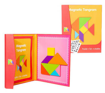 TANGRAM DREWNIANE PUZZLE GEOMETRYCZNE FIGURY KARTY GRA LOGICZNA MONTESSORI