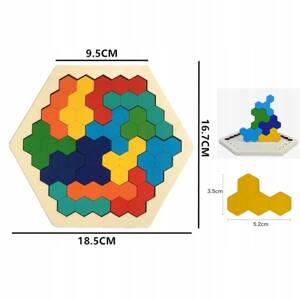 UKŁADANKA DREWNIANA TETRIS MONTESSORI PLASTER MIODU PUZZLE DLA DZIECI GRA