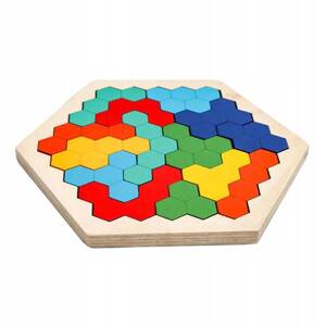 UKŁADANKA DREWNIANA TETRIS MONTESSORI PLASTER MIODU PUZZLE DLA DZIECI GRA